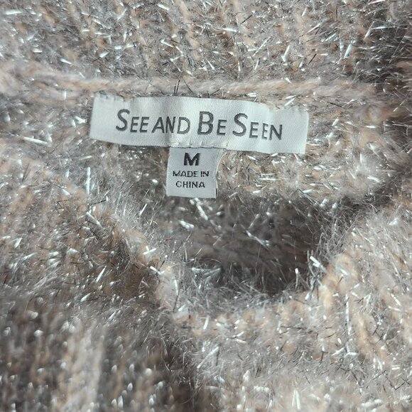 See and Be Seen Silver/Metallic and Tan Sweater Size M - Picture 6 of 8